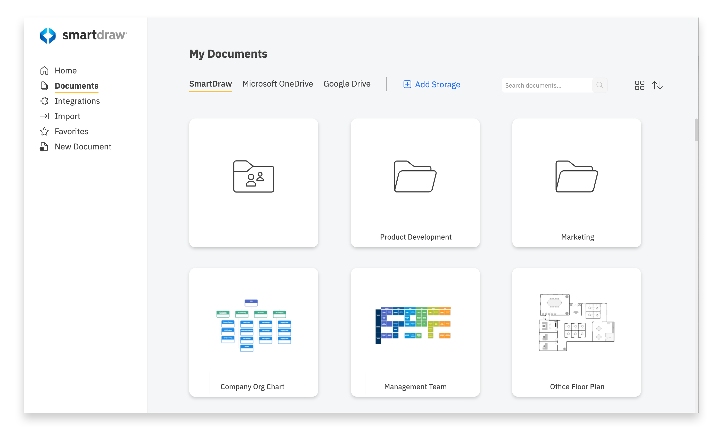 SmartDraw Dashboard My Documents