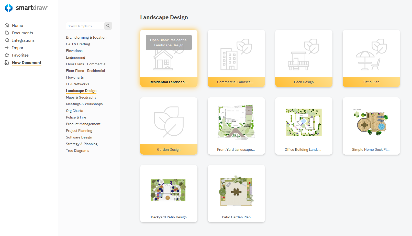 Landscape templates