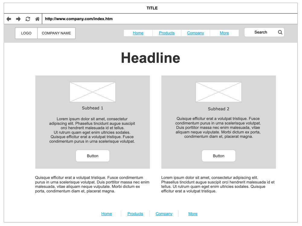 Website wireframe example